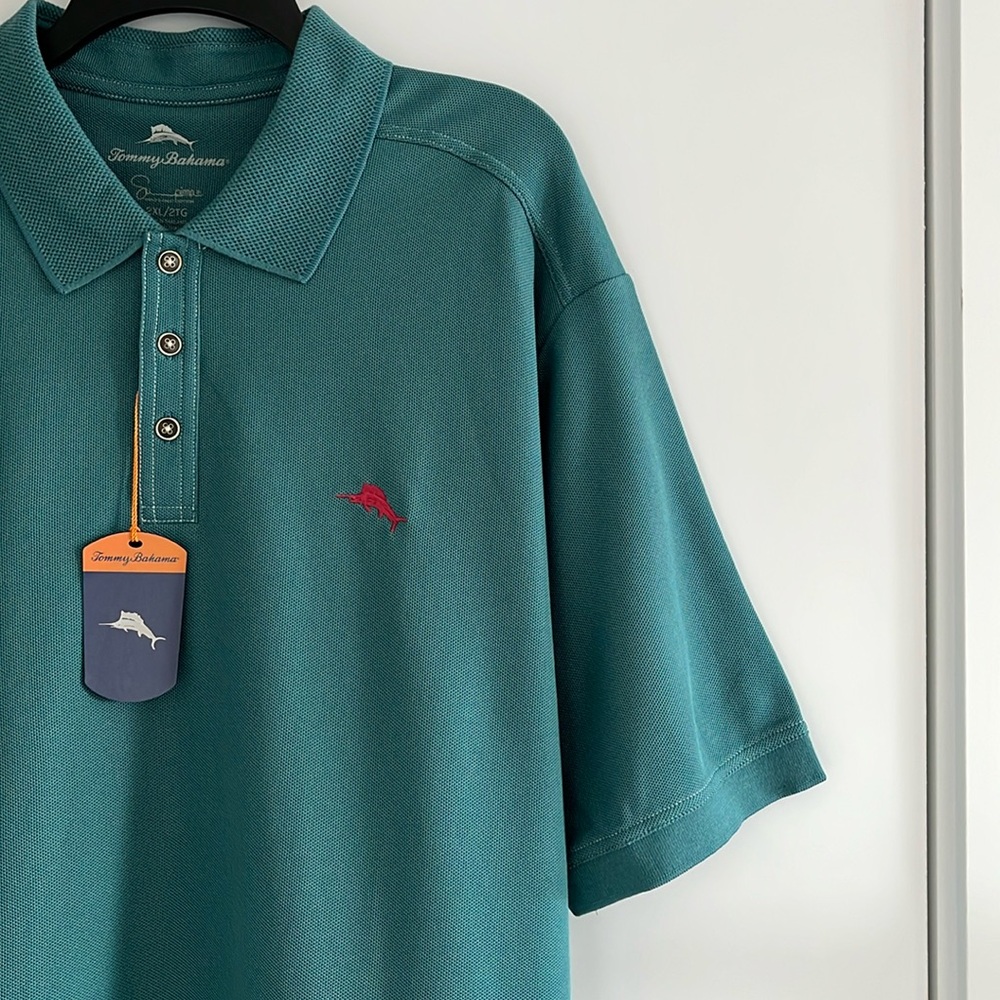 Tommy Bahama Green Polo Shirt Classic Design - Picture 6 of 11